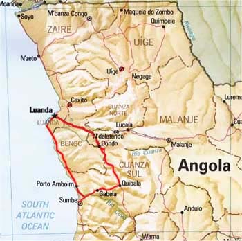 The route in red